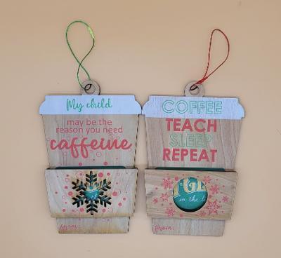 Teacher Coffee Gift Card Holder Ornament