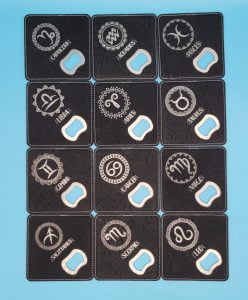 Square Laserable Leatherette Bottle Opener Coaster 4" x 4""
